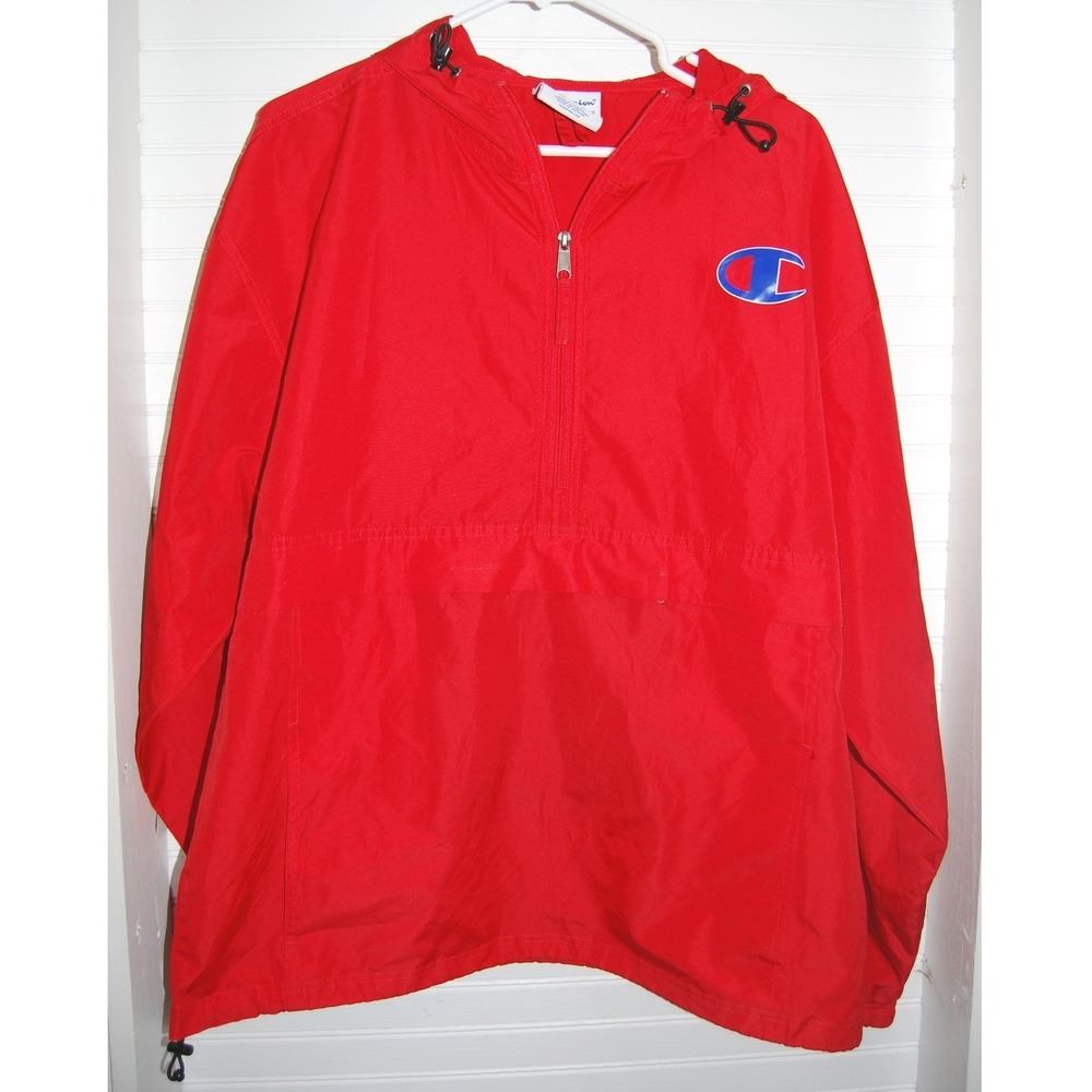 Champion Quarter Zip Windbreaker Large NWOT Red pullover Anorak hoodie jacket